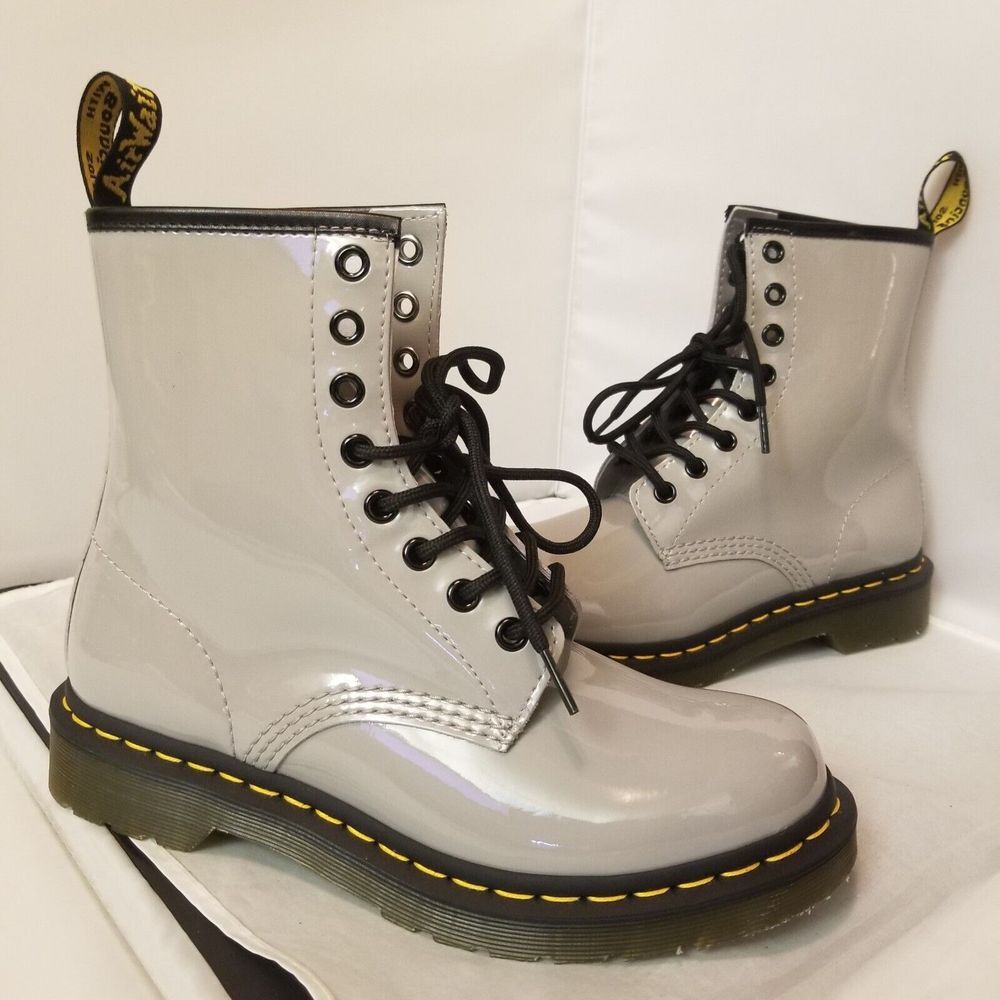 Dr. Martens 1460 (27635) Gray Patent Leather Lace Up Boots - Women's Size 7